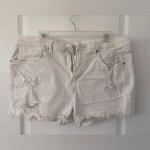 Good American “Bombshell” Women’s Distressed White Denim Shorts size 14